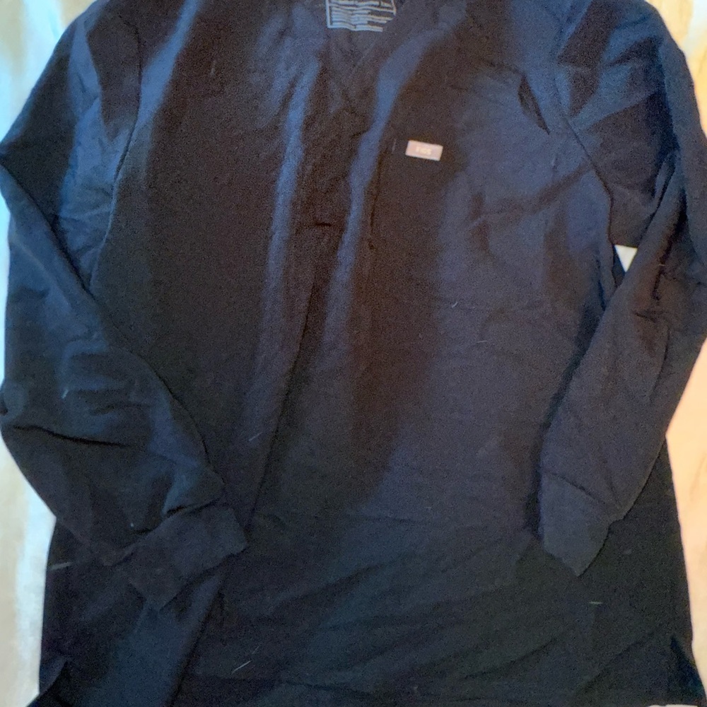 Women's Black Long Sleeve Scrub Top